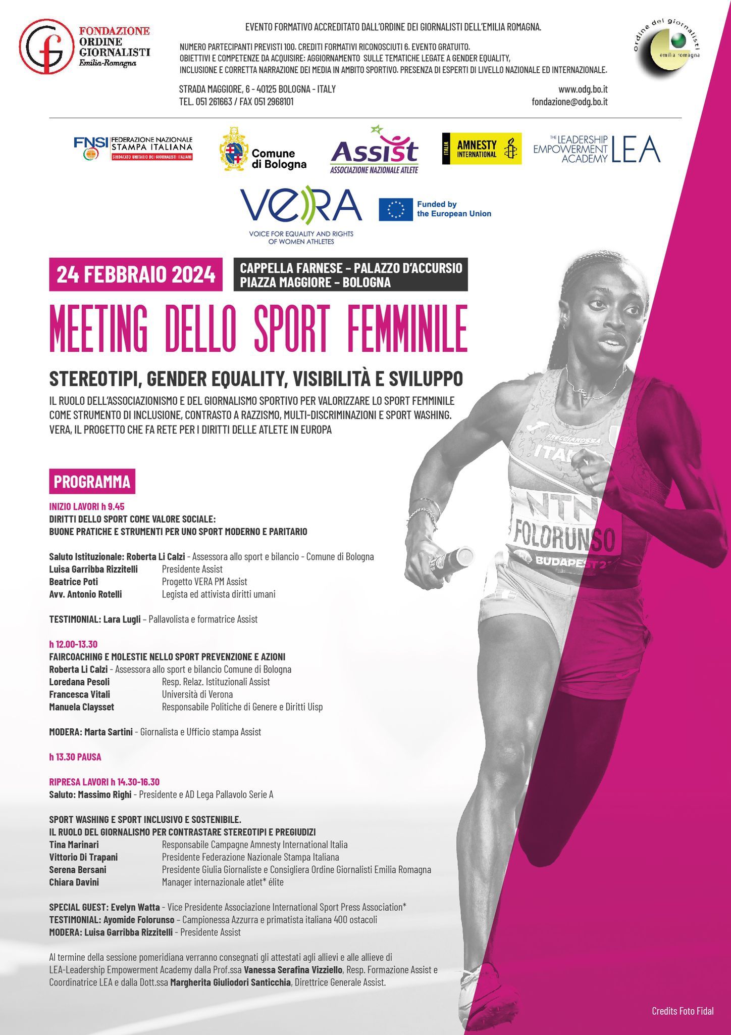 Bologna 24 febbraio 2024 Cappella Farnese: Meeting dello Sport Femminile